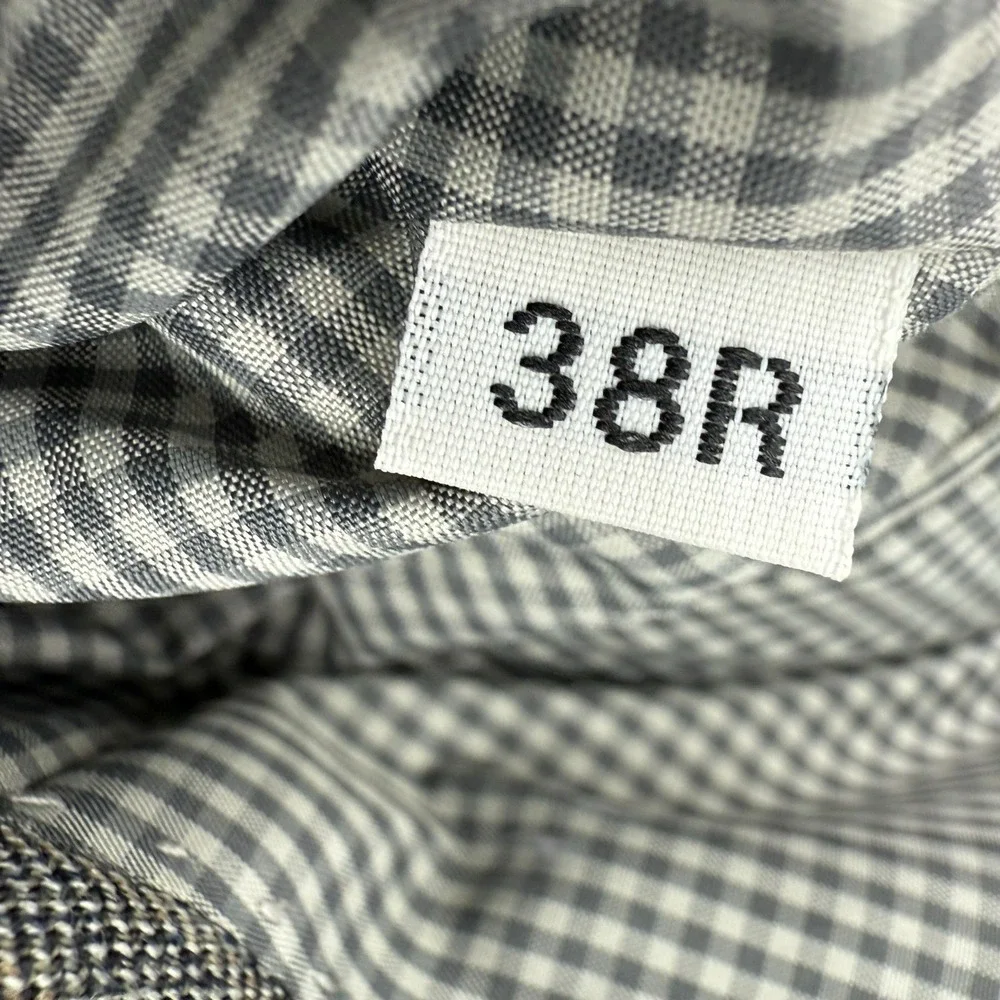 Hart Schaffner Marx Brown Blue Check‎ Wool Blazer 2 Button Size 38R Single Vent